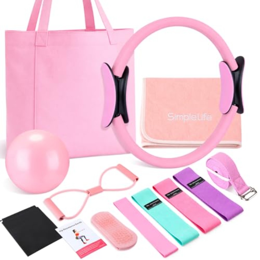 Pilates Yoga Gifts - 11 Pcs Pink Yoga Accessories Set