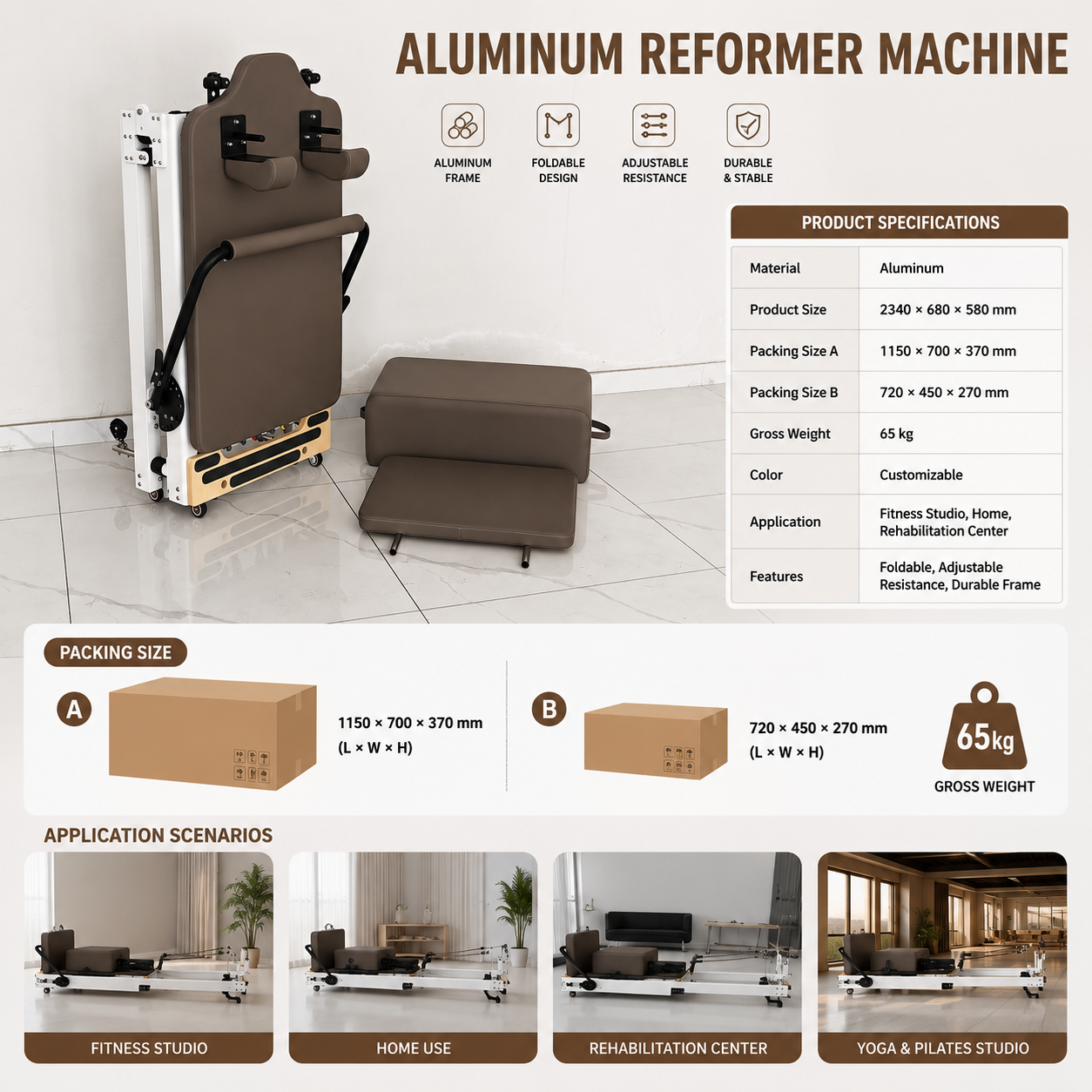 Professional Foldable Aluminum - огляд і ціна Pilates Reformer Spring