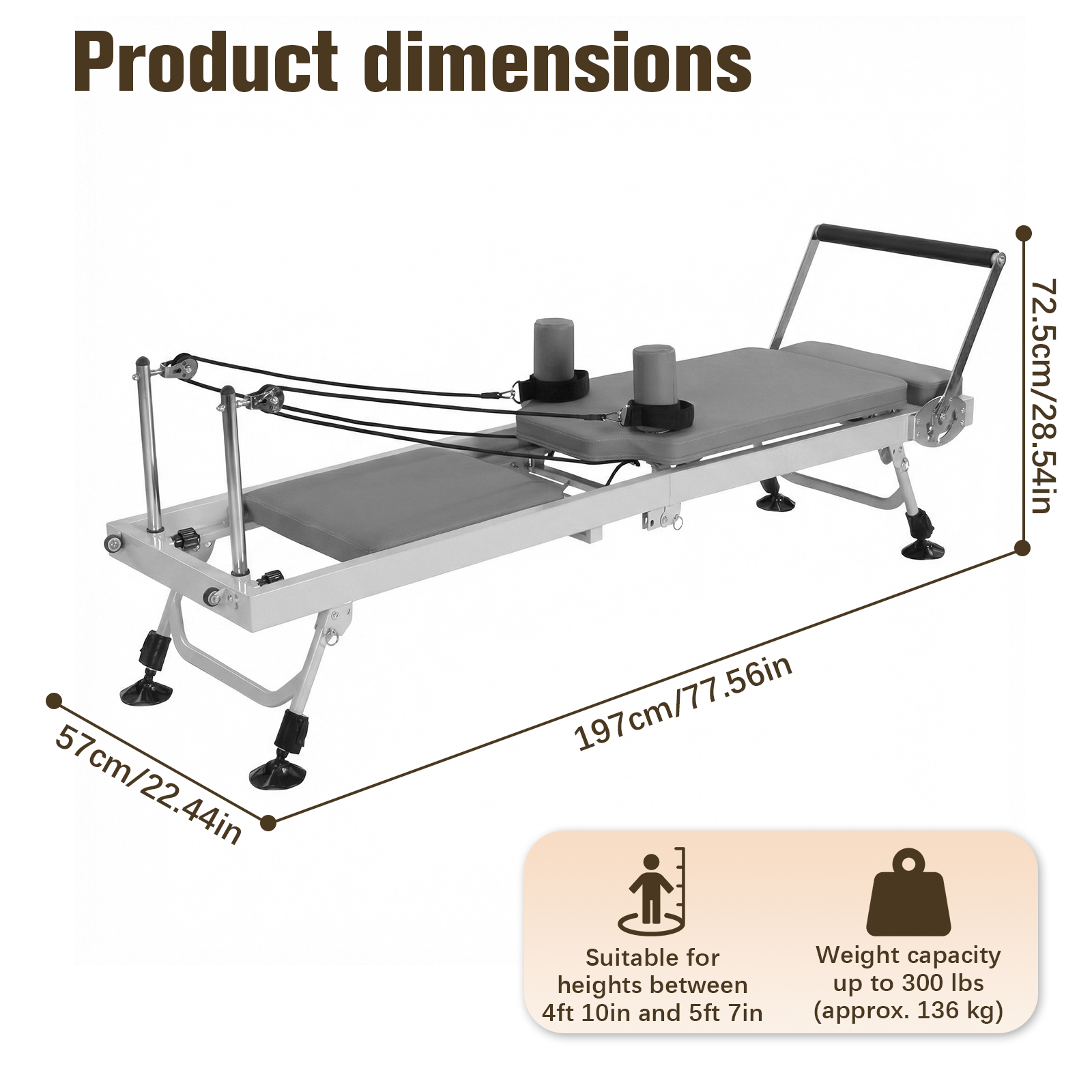 78 In Foldable Pilates Machine - огляд і ціна Pilates Reformer Spring